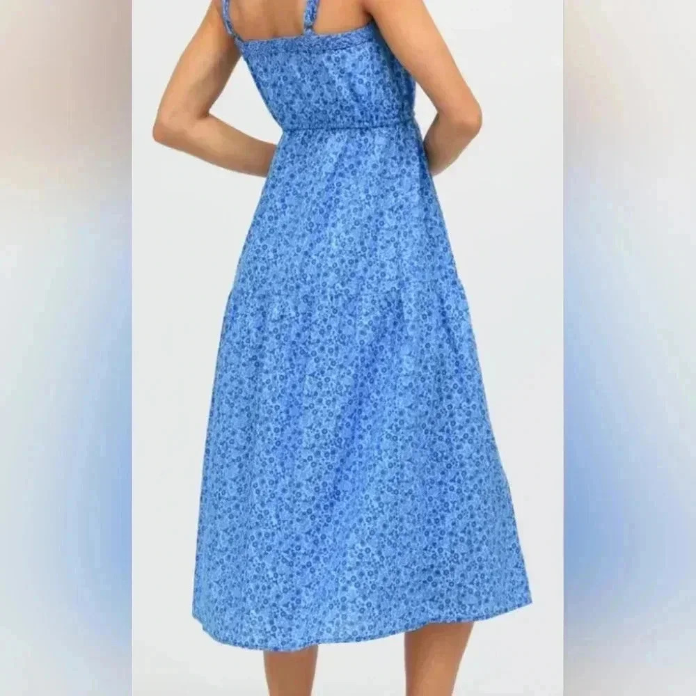 Electric & Rose x Anthropologie Quinn Pansy Floral Whimsical Midi Slip Dress XS - Picture 2 of 7